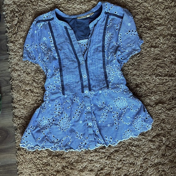 Blue and white top, eyelet design, Holding Horses brand - Picture 1 of 3